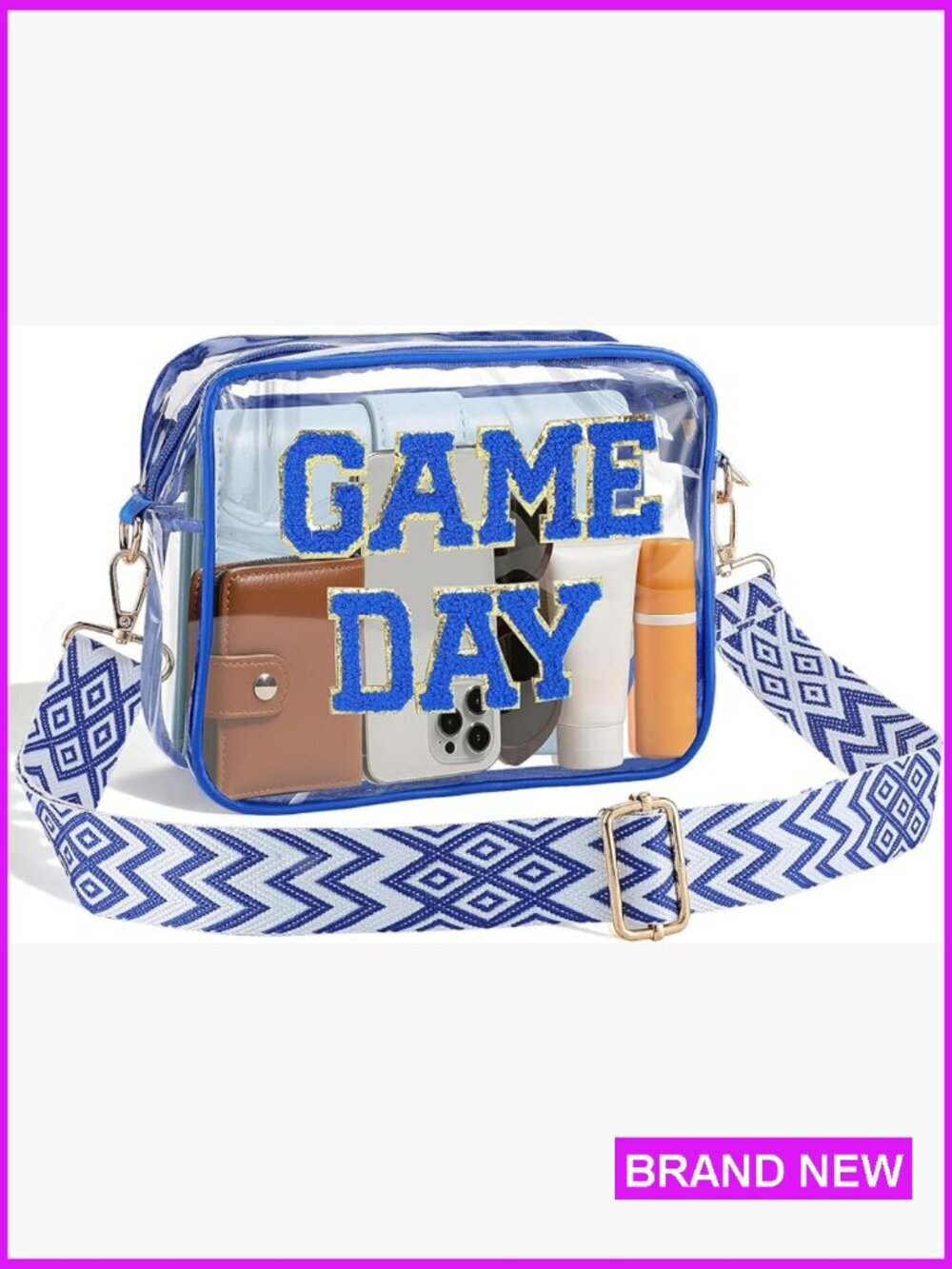 Clear Crossbody Bag Stadium Approved Game Day Purse Adjustable Strap